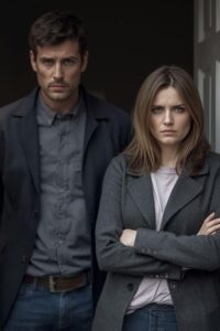 image of a distant couple looking into the camera,