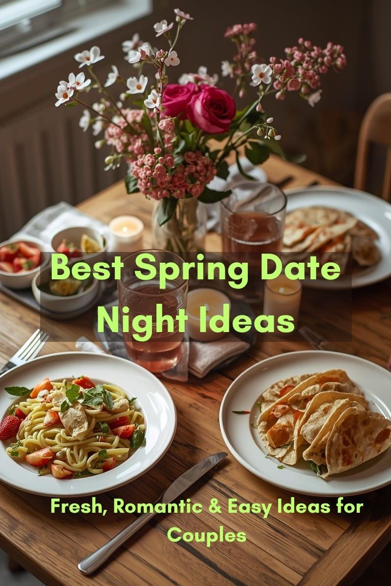 romantic and rustic dinner table for a cozy spring date at-home,