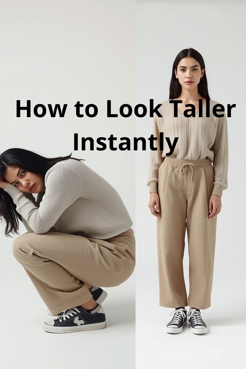 image of the same woman slouching and standing tall