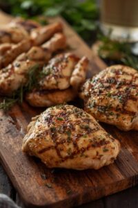 image of Albanian grilled chicken with herbs,