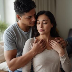 man embracing woman after emotional distance in relationship