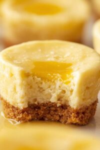 closeup image of lemon cheesecake cups,