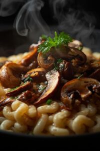 closeup image of mushroom risotto,