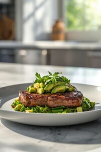 image of steak and avocado salad,