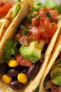 closeup image of vegan tacos,