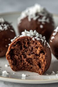 closeup image of chocolate truffles served on a plate,