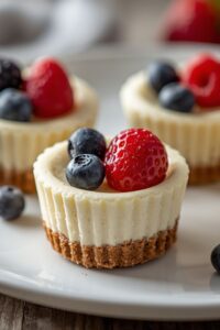 Yummy Desserts for Two: 9 Easy Date Night Ideas 10 closeup image of mini cheesecake cups topped with berries,