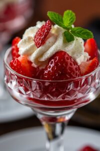 Menstrual Phase Foods: Does Chocolate Help or Hurt? 7 closeup image of strawberries and whipped cream served in a glass,