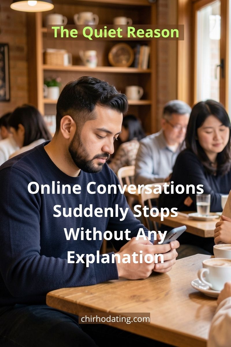 man looking at his phone wondering why online dating conversations suddenly stop