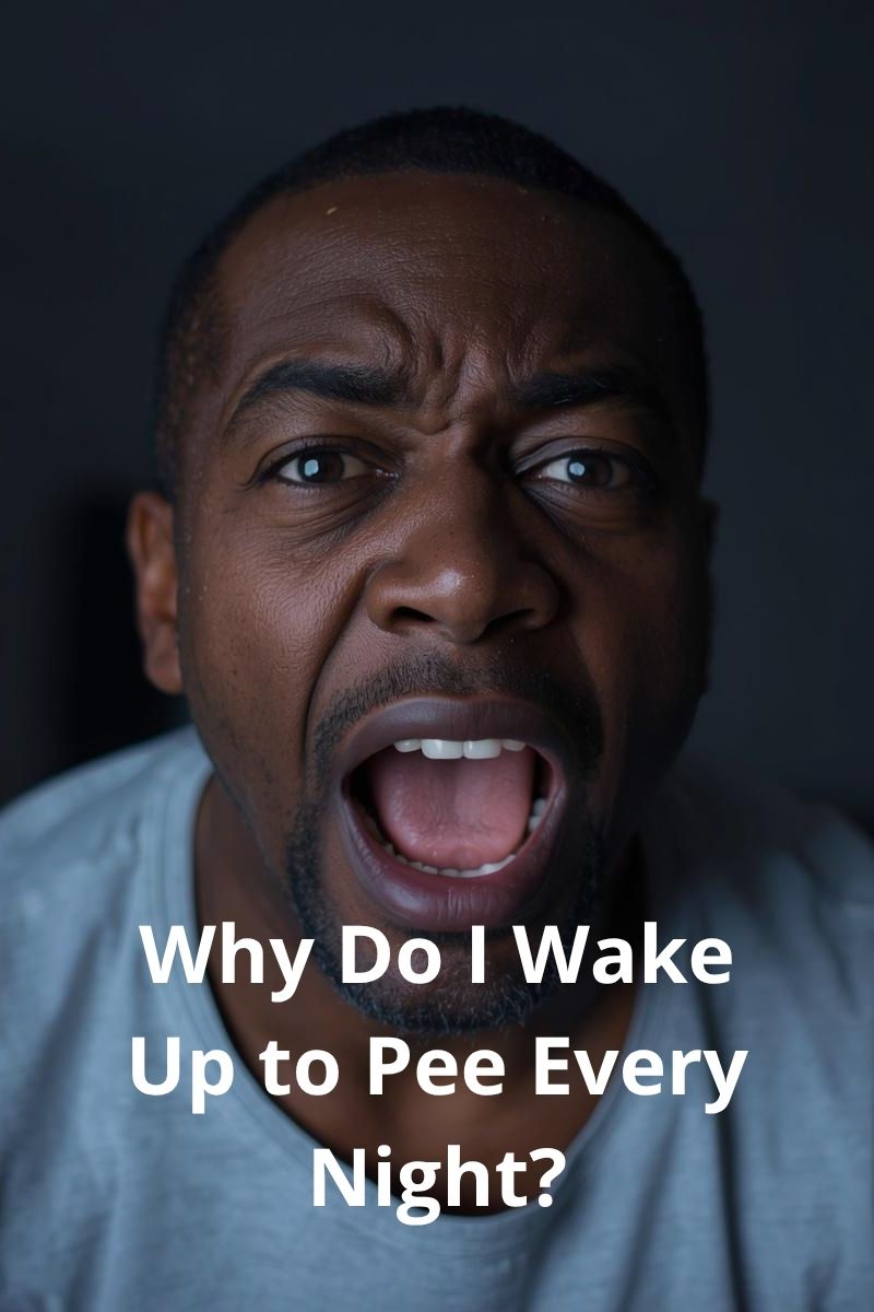 image of a tired man waking up to pee,