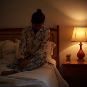 image of a person preparing for bed,