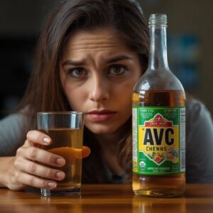 How Much Apple Cider Vinegar Should You Drink Per Day? 6 image of a woman wondering if she has put the right amount of apple cider vinegar in the glass,