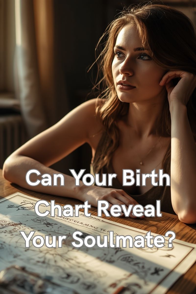 an image of a woman thinking about whether a birth chart can reveal her soulmate,