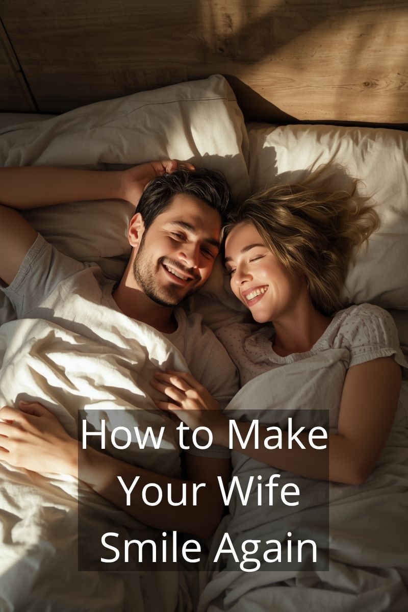 happy couple smiling in bed,