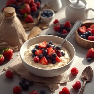 image of a bowl of oatmeal with berries,