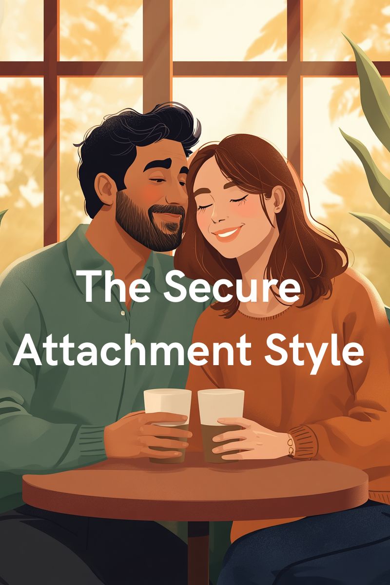 illustration of a man and a woman on a date showing the secure attachment style,