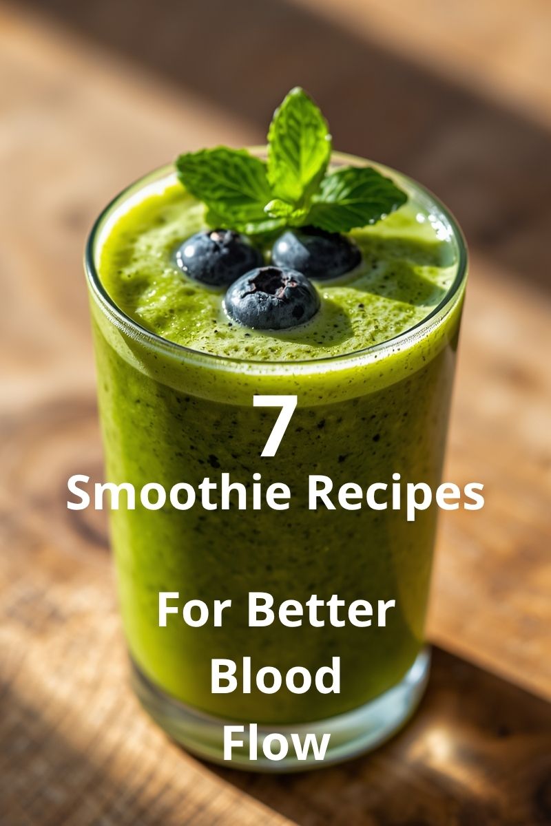 image cover of smoothie recipes for better blood flow featuring a green smoothie,