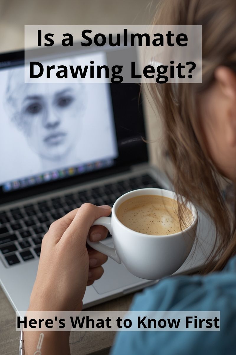 a cover image of a soulmate drawing appearing on a laptop,