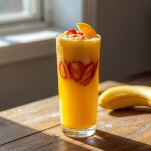 Healthy Smoothies for Women: Every Phase of Your Menstrual Cycle 5 an image of a tropical sunshine smoothie