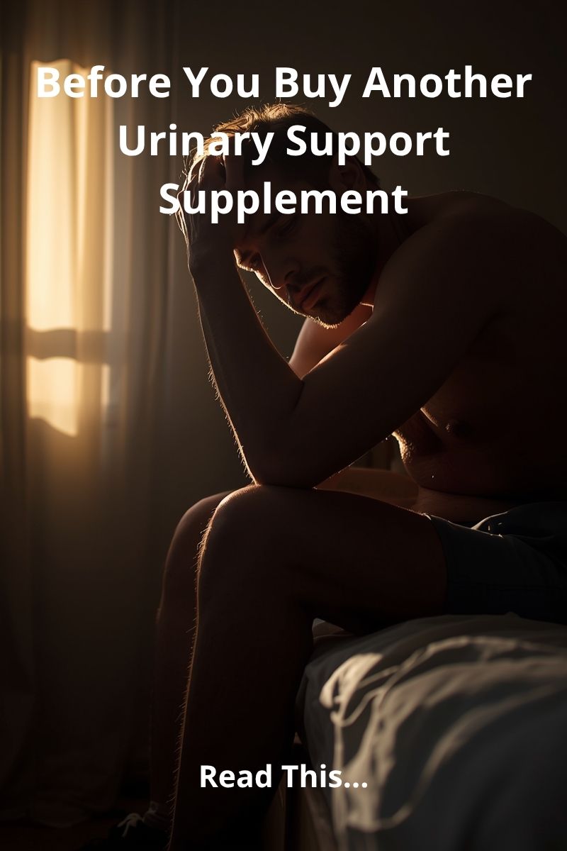 tired man sitting on his bed with his hand placed on his head for support,