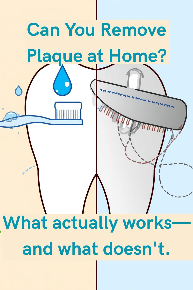 image of a split tooth with a good and a bad way to remove dental plaque explained,
