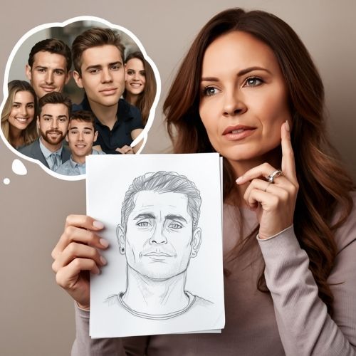 woman thinking about whether she knows him from somewhere