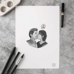 a sketch of a couple,