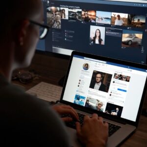 a person investigating whether a social media account is real or fake,
