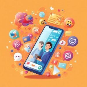 a phone surrounded by social media apps,