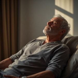 Man focusing on body awareness rather than ejaculation during prostate exploration
