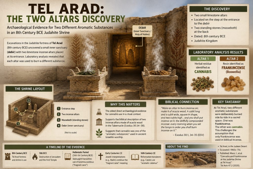 Does the Bible Mention Cannabis? The Evidence Is Stronger Than You Think 5 infographic explaining the two altars of Tel Arad,